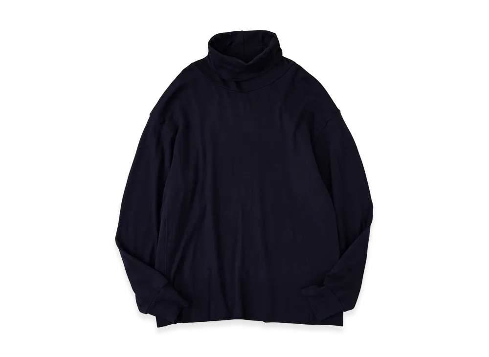 NICENESS Buckley Cotton Cashmere Loose Mock Neck L/S Tee "Navy"