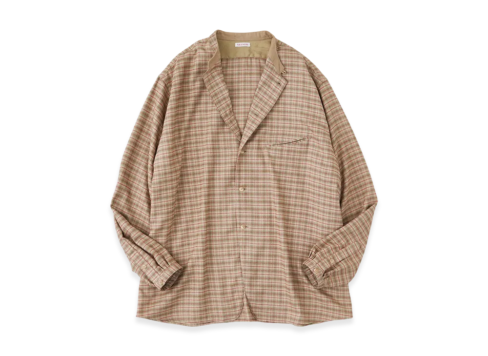 NICENESS S.Chad Silk Flannel Narrow Collar Shirt Jacket "Beige"