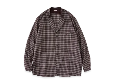 NICENESS S.Chad Silk Flannel Narrow Collar Shirt Jacket "Brown"