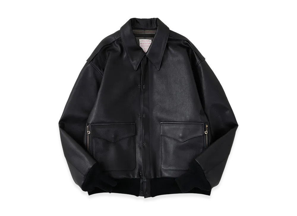 NICENESS Russell Oiled Calf Leather A2 Jacket "Black"