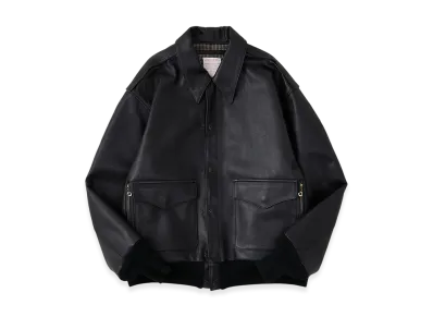 NICENESS Russell Oiled Calf Leather A2 Jacket "Black"