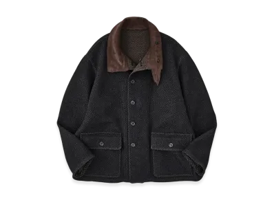 NICENESS H.Tweedy Lily-Yarn Herringbone Reversible Marine Jacket "Black/Brown"