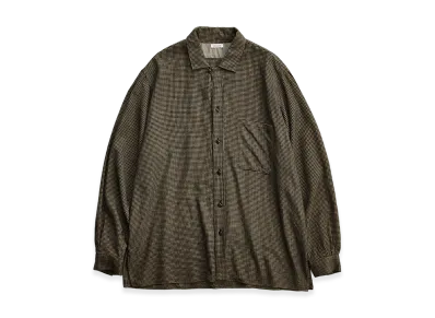 NICENESS S.Coil Super 140's Open Collar Dress Shirt "Khaki"