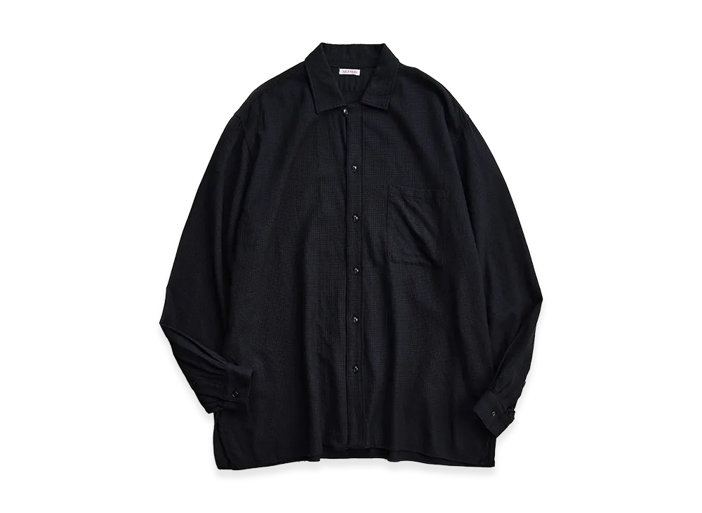 NICENESS S.Coil Super 140's Open Collar Dress Shirt "Black"