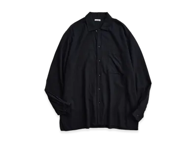 NICENESS S.Coil Super 140's Open Collar Dress Shirt "Black"