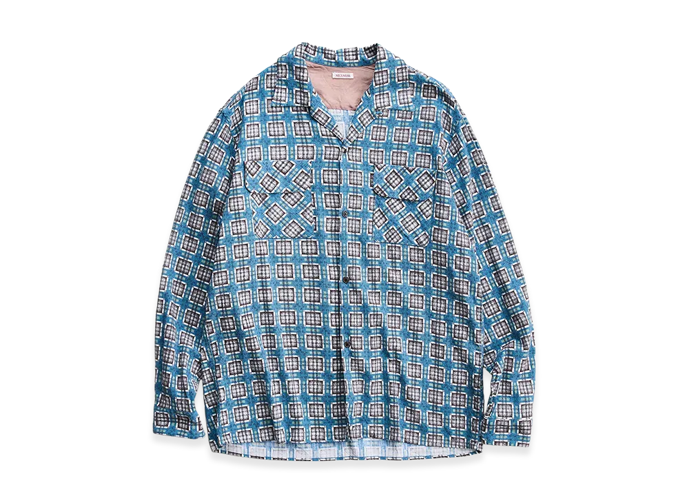 NICENESS C.Roni Print Flannel Check Board Shirt "Blue"