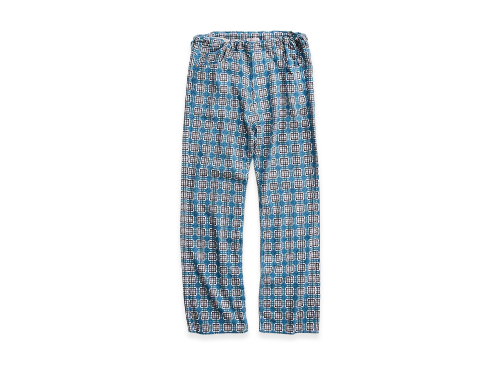 NICENESS C.Size Print Flannel Check Semi Flare Easy Pants "Blue"