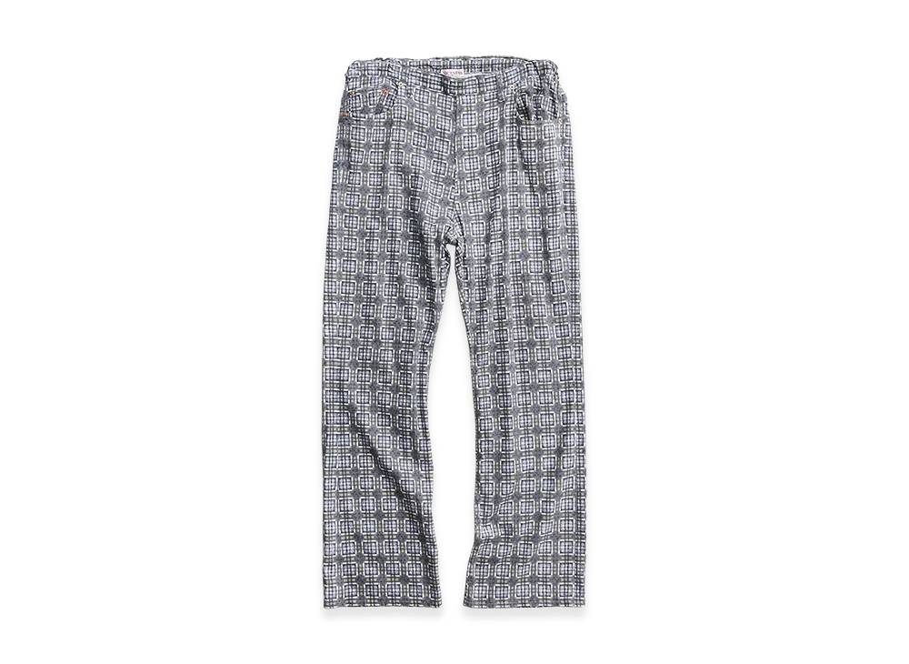 NICENESS C.Size Print Flannel Check Semi Flare Easy Pants "Gray"