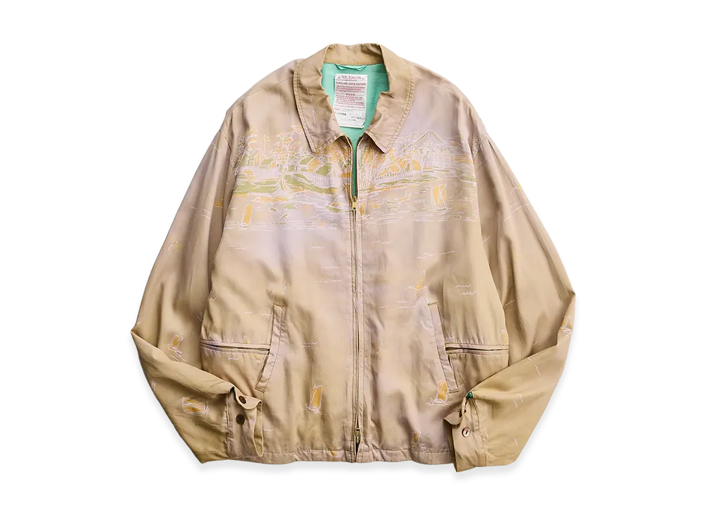 NICENESS B.Maxim Port Print Gabardine Jacket "Fade Camel"
