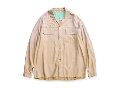 NICENESS B.Palmer Port Print Board Shirt "Fade Camel"