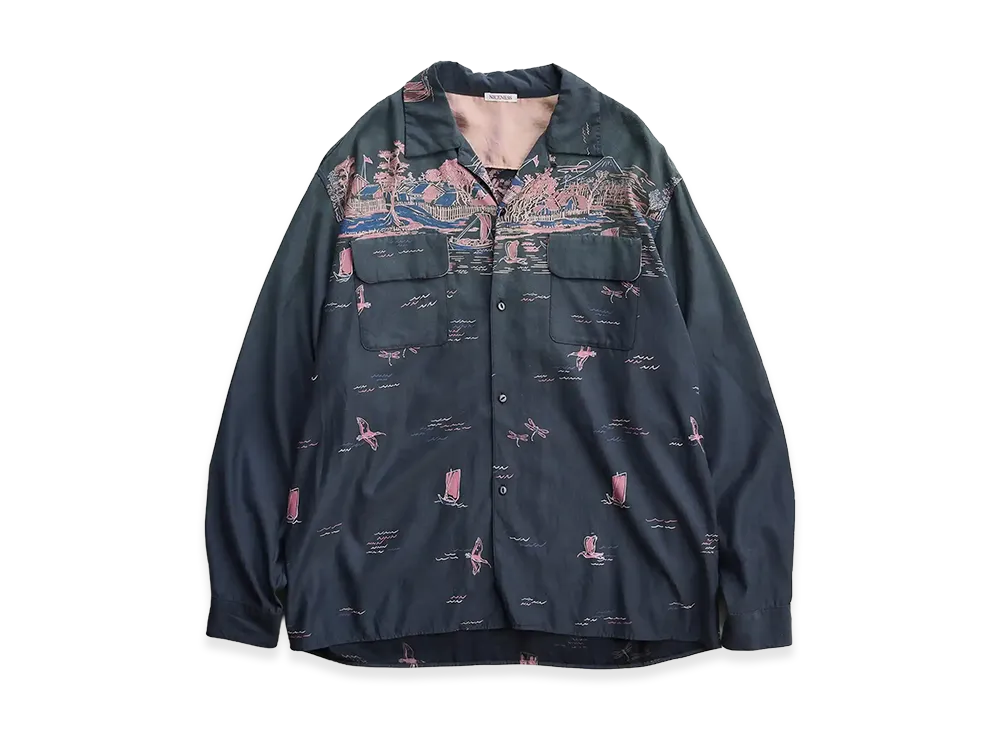 NICENESS B.Palmer Port Print Board Shirt "Fade Black"