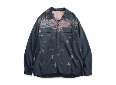 NICENESS B.Palmer Port Print Board Shirt "Fade Black"