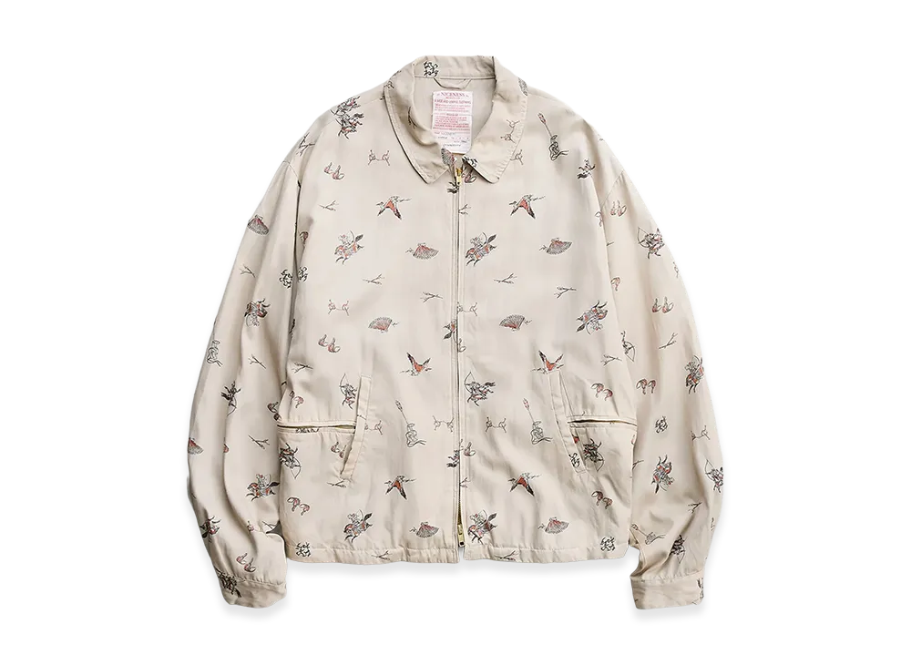 NICENESS C.Maxim Yabusame Print Gabardine Jacket "Fade Beige"