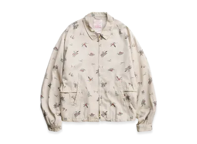 NICENESS C.Maxim Yabusame Print Gabardine Jacket "Fade Beige"