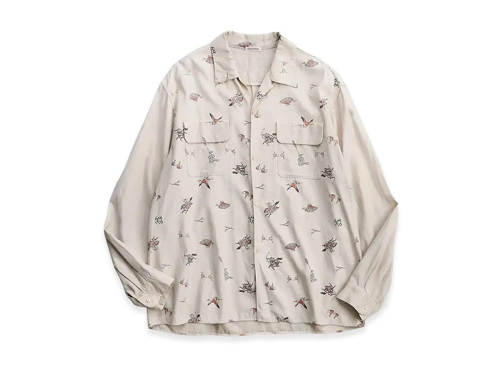 NICENESS C.Palmer Yabusame Print Board Shirt "Fade Beige"