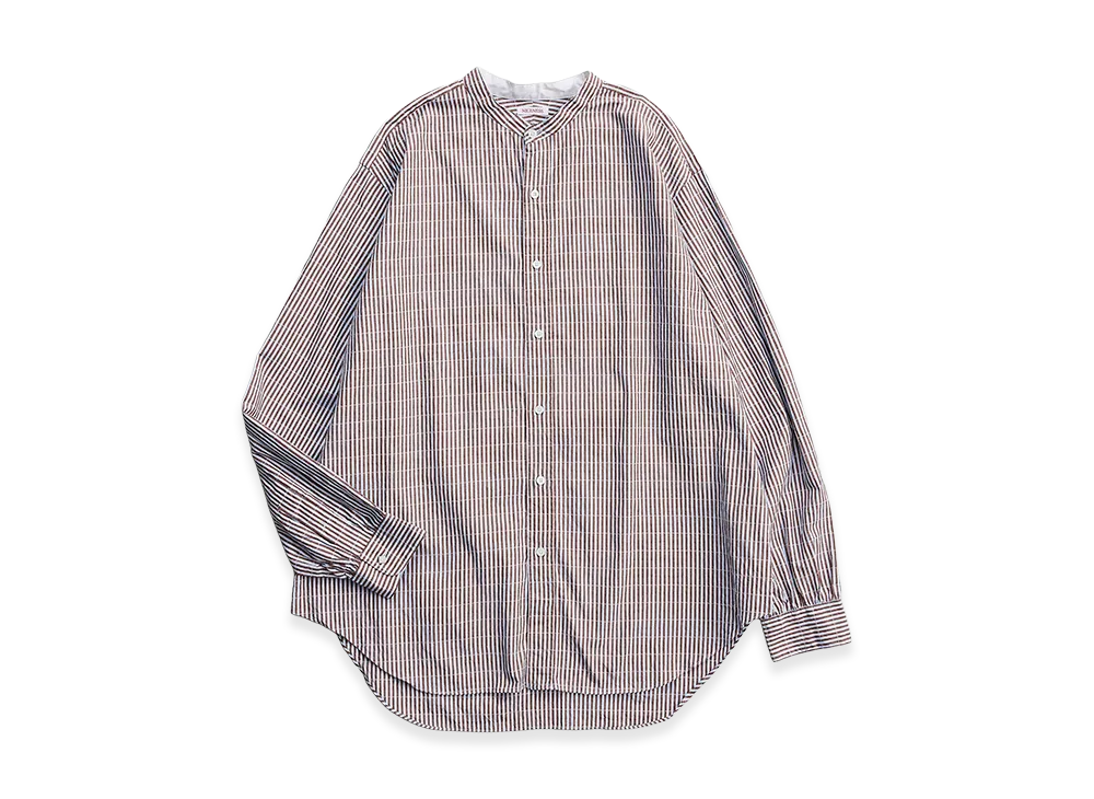 NICENESS Marc Dobby Stripe Band Collar Dress Shirt "Gray"