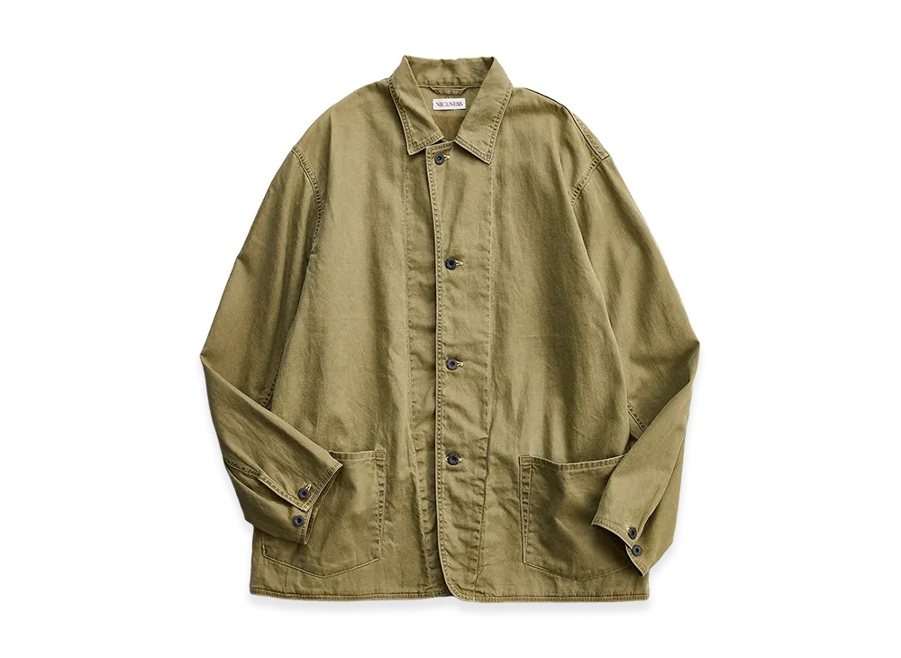 NICENESS H.Leeroy Vintage Treat Herringbone Coverall "Khaki"