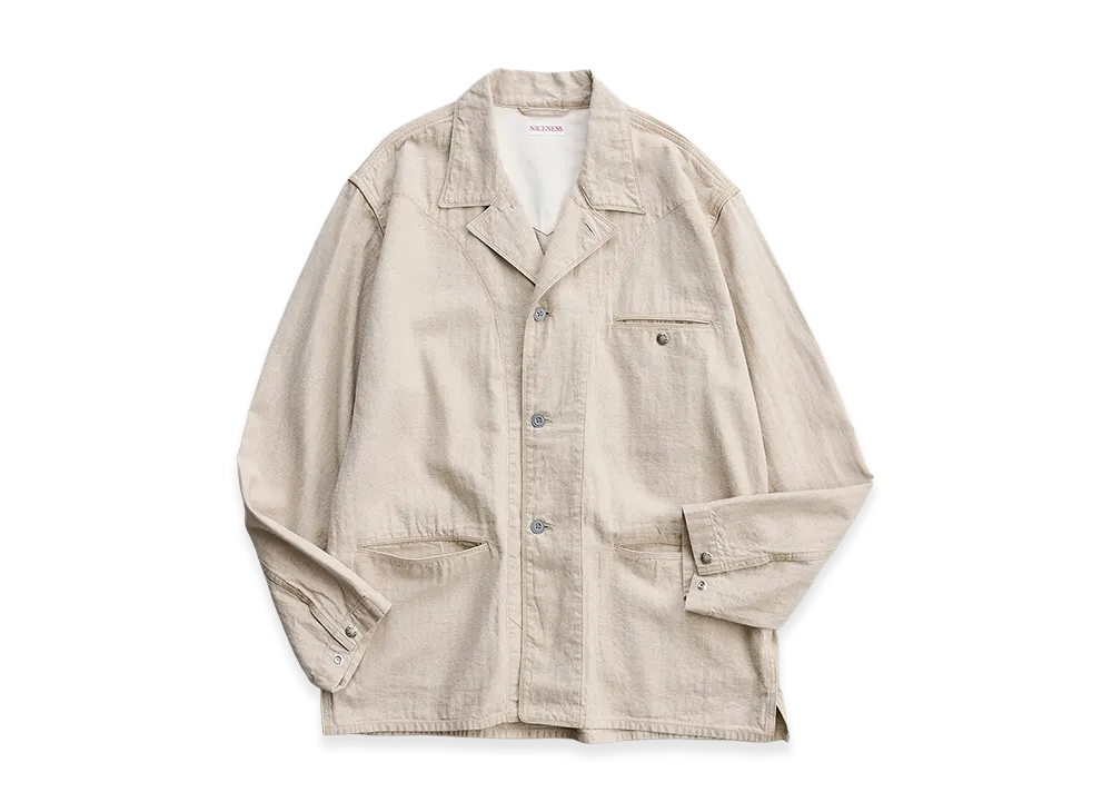 NICENESS L.Rollo Natural Herringbone Utility Jacket "Natural"