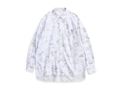 NICENESS Bangalter Hokusai Print Classic Shirt "Pale Blue"
