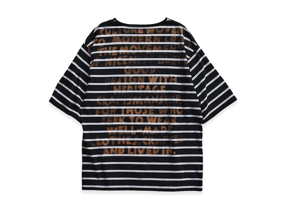 NICENESS Karl Hand-Stenciled Shirt Short Basque Tee "Navy"