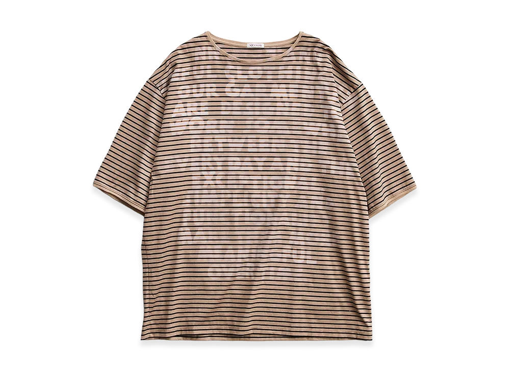 NICENESS Karl Hand-Stenciled Shirt Short Basque Tee "Brown"