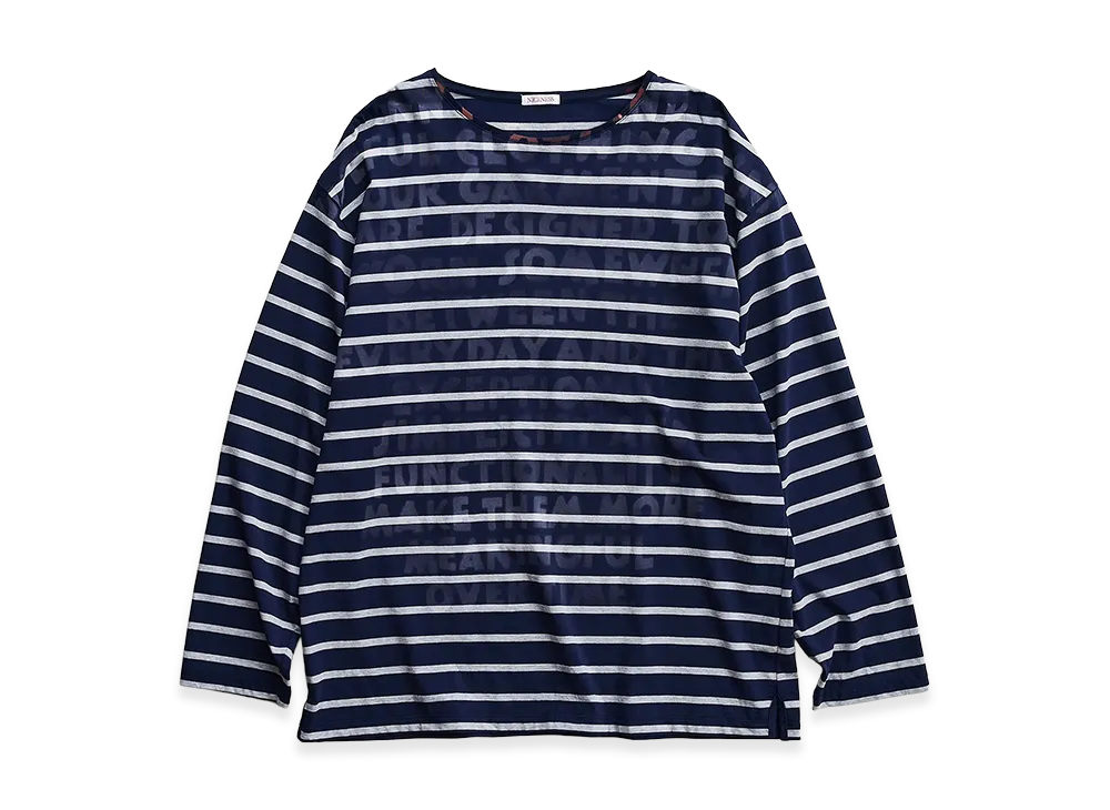 NICENESS Hyde Hand-Stenciled Long Sleeve Basque Tee "Navy"