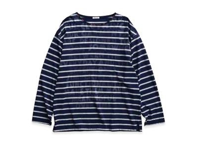 NICENESS Hyde Hand-Stenciled Long Sleeve Basque Tee "Navy"