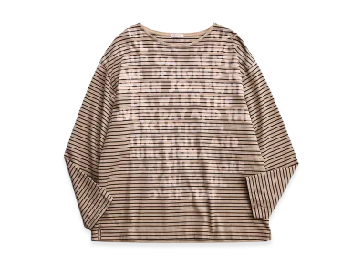 NICENESS Hyde Hand-Stenciled Long Sleeve Basque Tee "Brown"