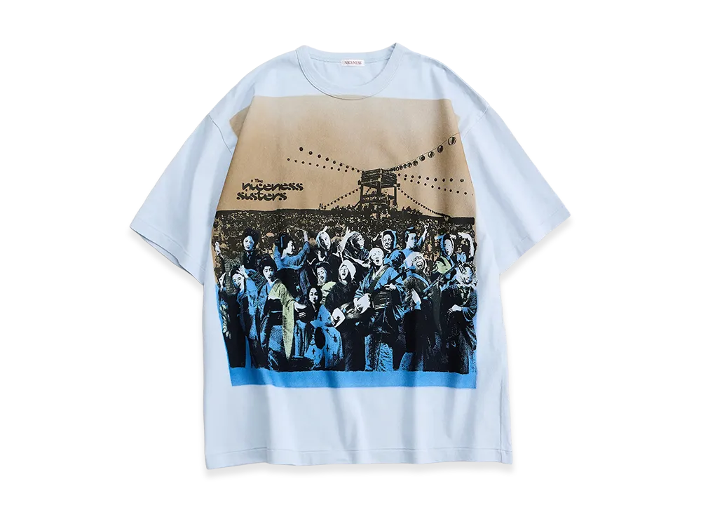 NICENESS Ed Hand Stencil Print Tee "Blue"