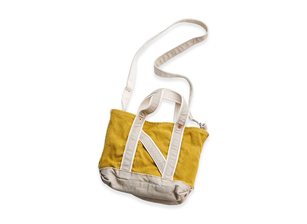 NICENESS M.Lesh NN Aged Effect Shoulder Tote Bag - Mini "Mustard/Gray"