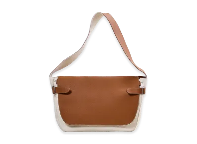 NICENESS Hefner Leather And Canvas Postman Bag "Cognac"