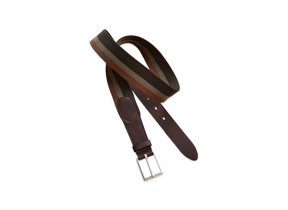 NICENESS A.Hansgen Calf Leather NN Webbing Belt "Brown/Stripe"