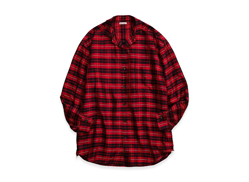 NICENESS Atkins Silk Check Taffeta Shirring Shirt "Red"