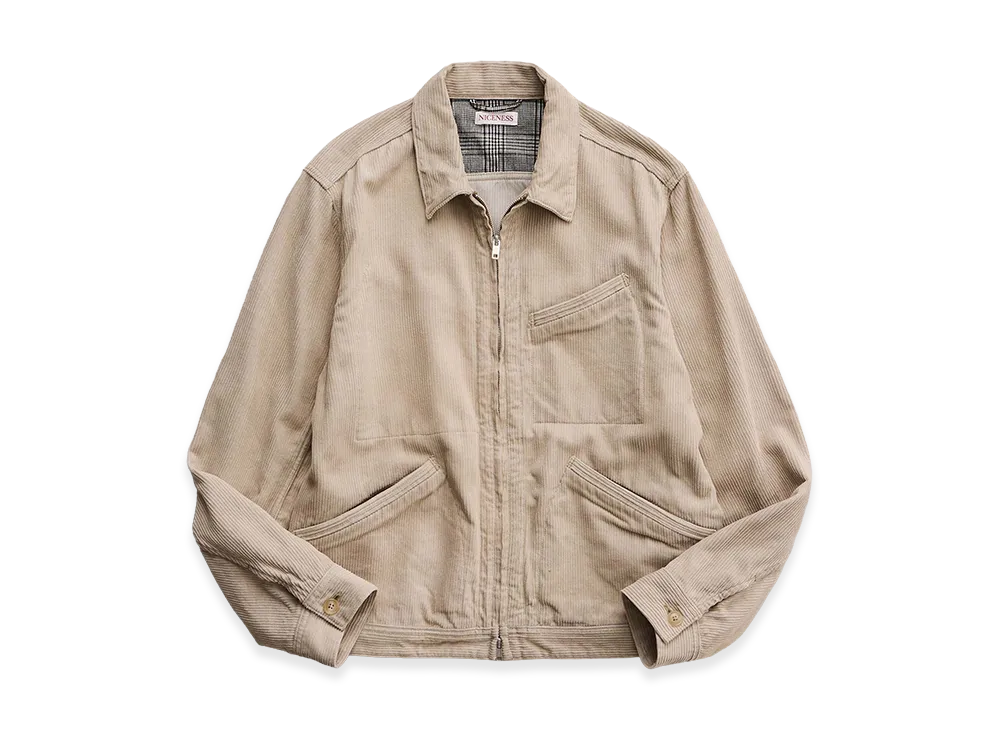 NICENESS S.Jett Silk Corduroy Short Blouson "Ivory"