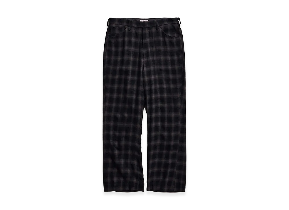 NICENESS C.Finch S140's Ombre Check Semi-Flare Trousers "Charcoal"