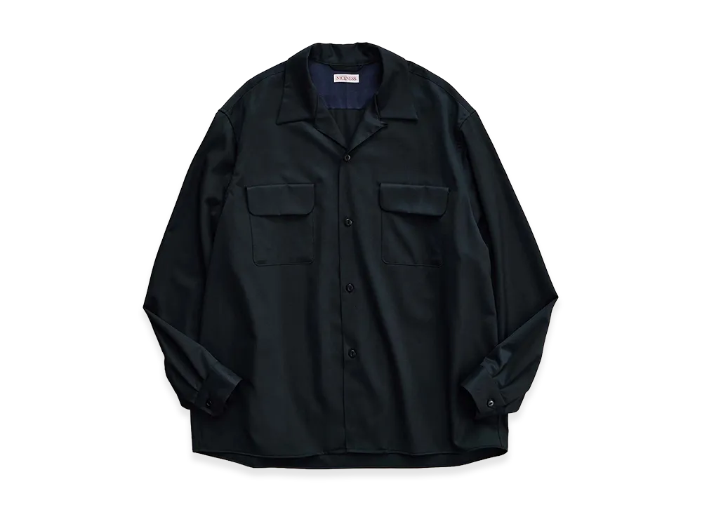 NICENESS Huffam S140's Worsted Gabardine Lodge Shirt "Dark Green"