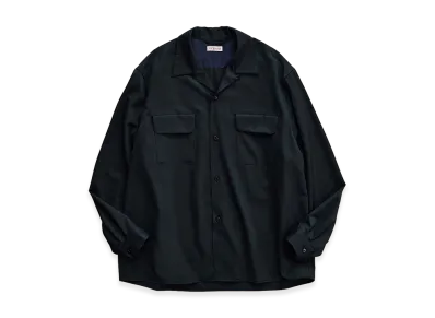 NICENESS Huffam S140's Worsted Gabardine Lodge Shirt "Dark Green"