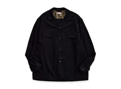 NICENESS Huffam S140's Worsted Gabardine Lodge Shirt "Black"