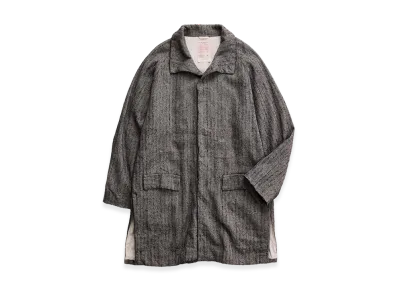 NICENESS H.Calder Linen Alpaca Silk Herringbone Rover Coat "Gray"
