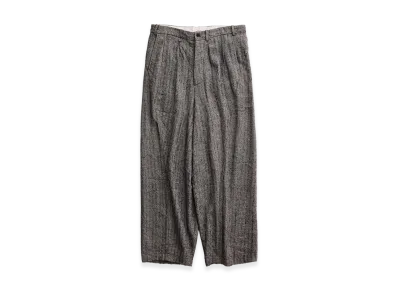 NICENESS H.Joan Linen Alpaca Silk Herringbone Rover Trousers "Gray"