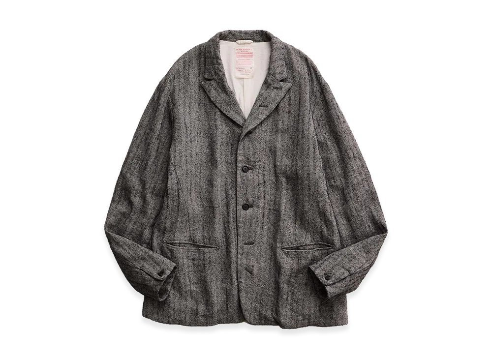 NICENESS H.Defoe Linen Alpaca Silk Herringbone Rover Jacket "Gray"