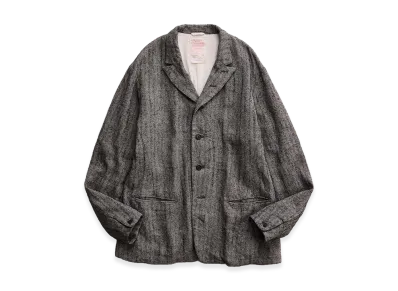 NICENESS H.Defoe Linen Alpaca Silk Herringbone Rover Jacket "Gray"