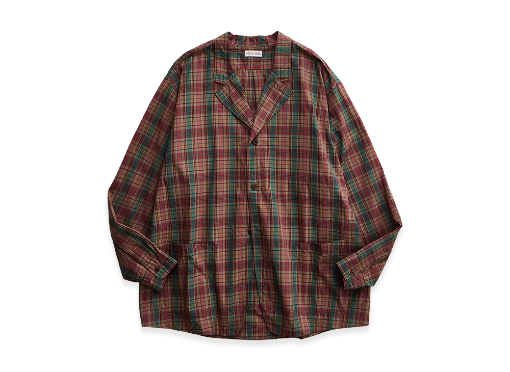 NICENESS Maureen Pigment-Dyed Madras Check Coverall "Sepia"