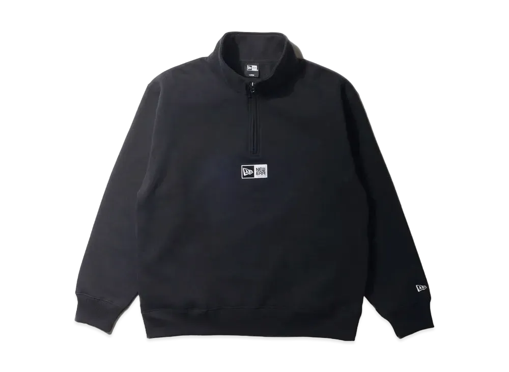 NEW ERA Fleece Oversized Sweat Half Zip Box Logo "Black"