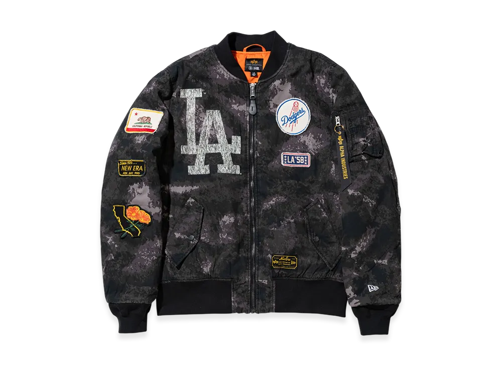 NEW ERA x MLB x Alpha Industries MA-1 Bomber Jacket Los Angeles Dodgers "Black Camo"