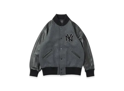 NEW ERA Black Label FW25 New York Yankees Melton Varsity Jacket "Charcoal"