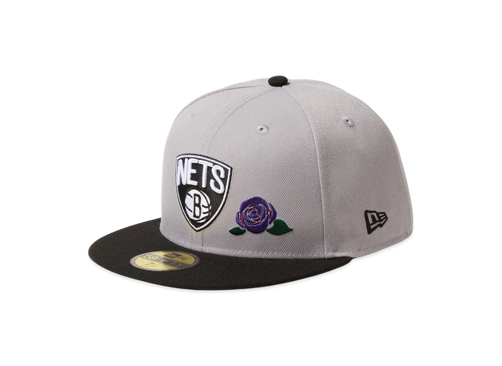 New Era 59Fifty With Rose Brooklyn Nets "Grey/Black"
