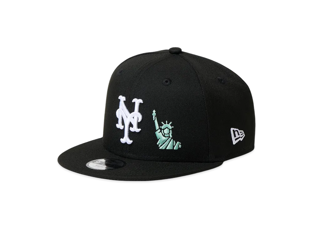 New Era MLB Kids Youth 9Fifty Statue of Liberty Embroidery New York Mets "Black"