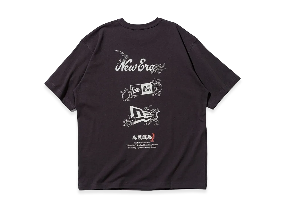 NEW ERA x Choju-giga Short Sleeve Washed Cotton T-Shirt "Charcoal Black"