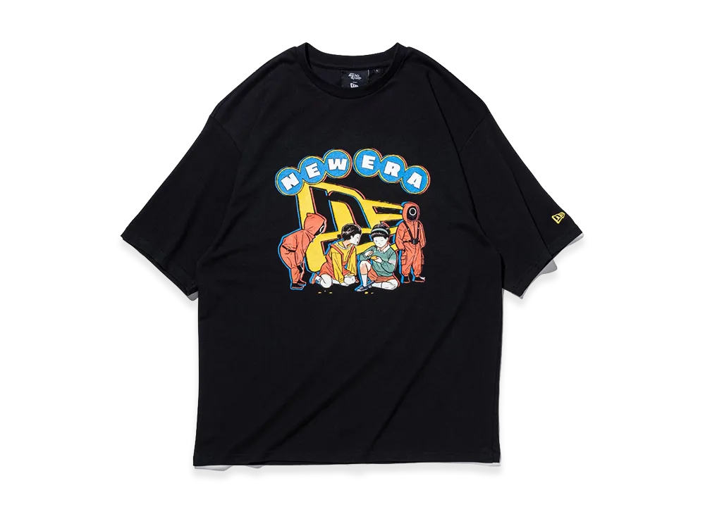 NEW ERA Oversized Cotton T-Shirt Squid Game Flag Logo "Black"